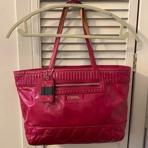 Coach Dark pink patent leather medium-large tote